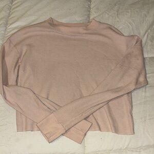 Pink Long Sleeve Waffle Knit Top